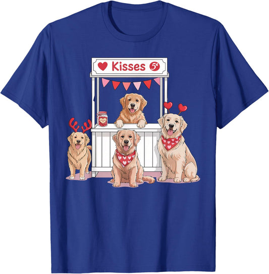 Cute Golden Retriever Valentine Love T-Shirt - T-Shirt | Royal