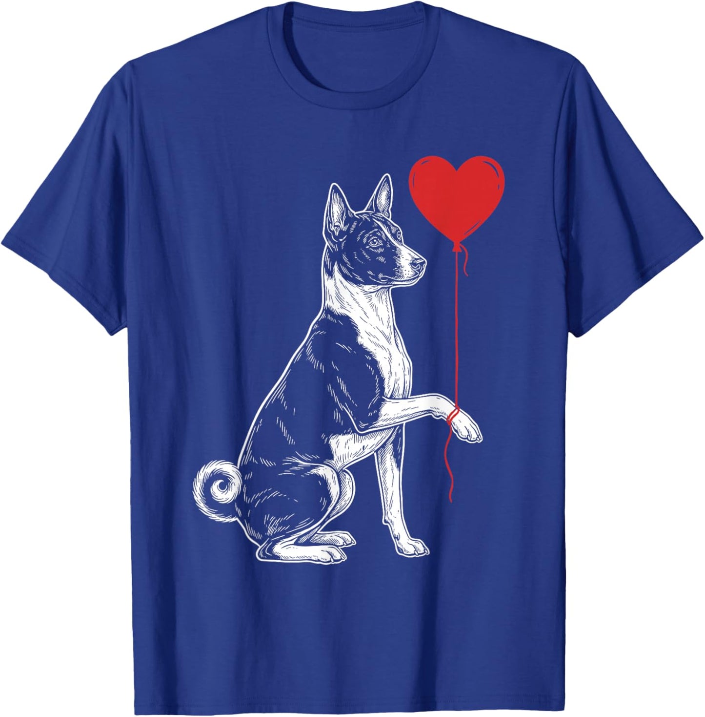 Basenji Lover Dog Art Holding Heart Valentines T-Shirt - T-Shirt | Royal
