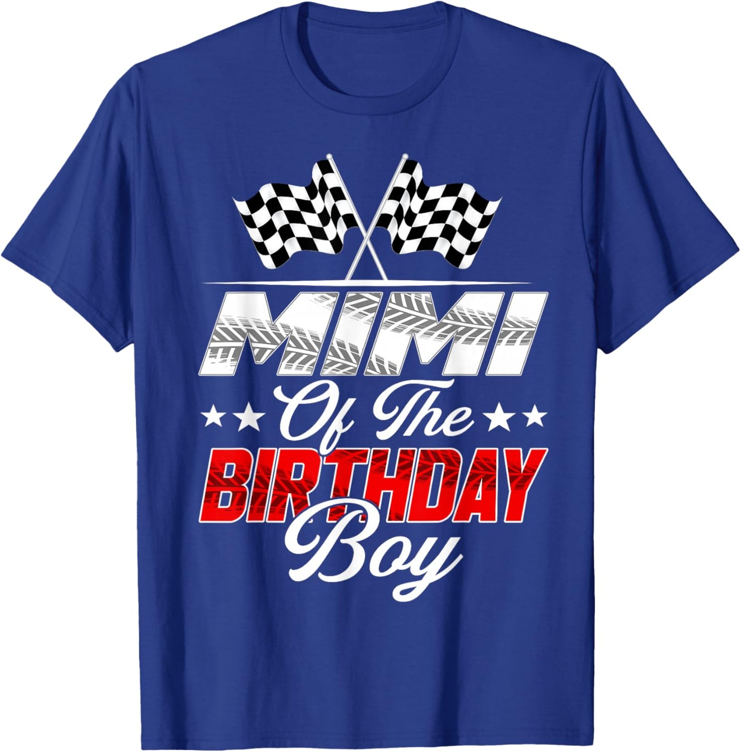 Race Car Mimi of The Birthday Boy Racing Family Pit Crew T-Shirt - T-Shirt | Royal