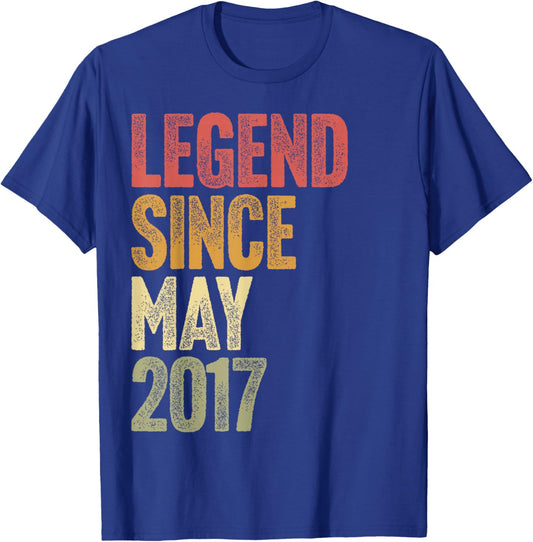 9 Year Old Legend Since May 2017 Retro 9th Birthday T-Shirt - T-Shirt | Royal