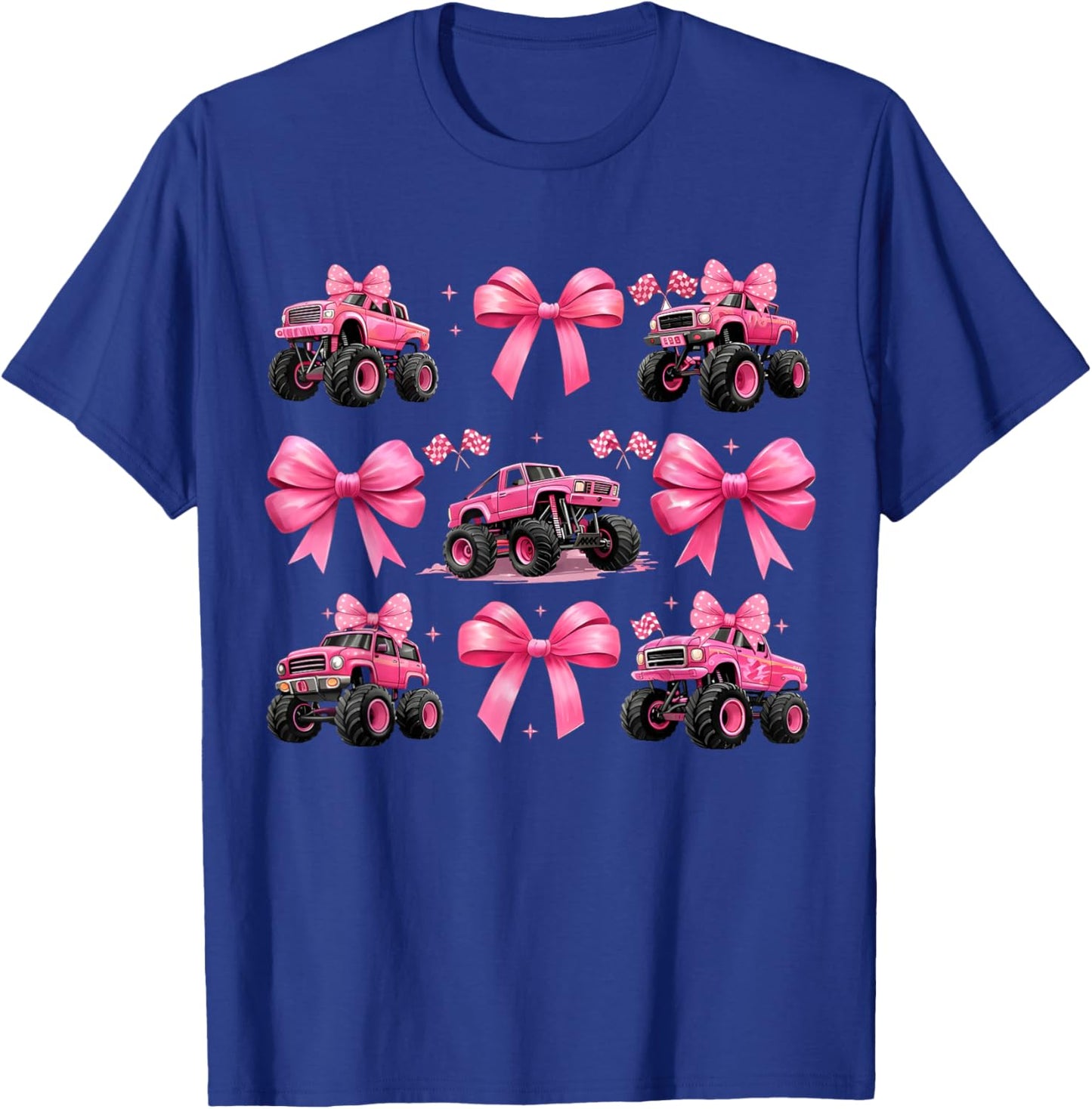 Monster Truck 4 Wheeler Offroad Girl Coquette Bow Pink Mom T-Shirt - T-Shirt | Royal
