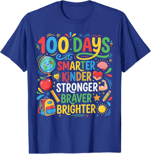 Happy 100 Days of School 100th Day of School Kids Boys Girls T-Shirt - T-Shirt | Royal