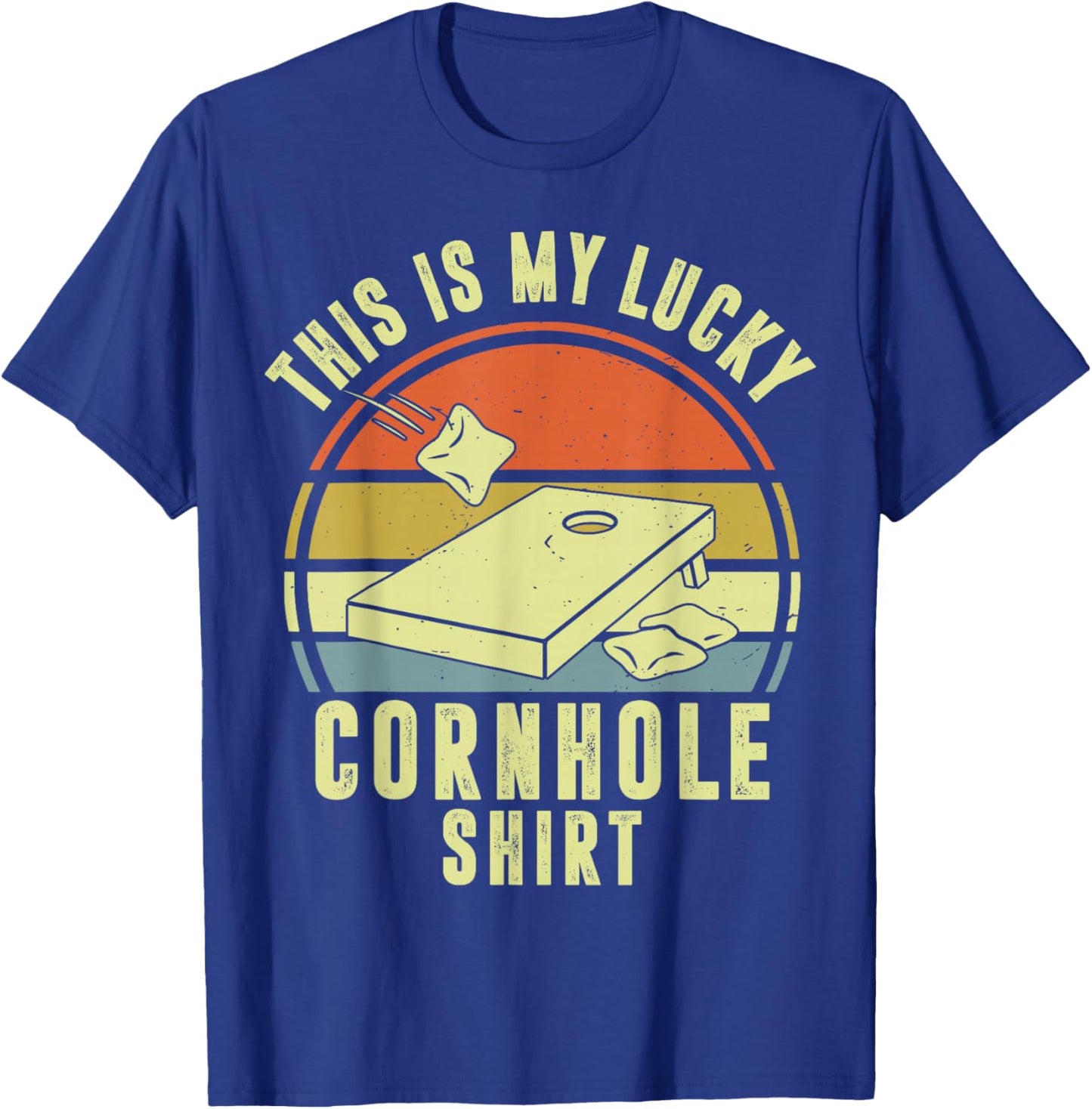 This is My Lucky Cornhole Shirt Daddy Team Funny Corn Hole T-Shirt - T-Shirt | Royal