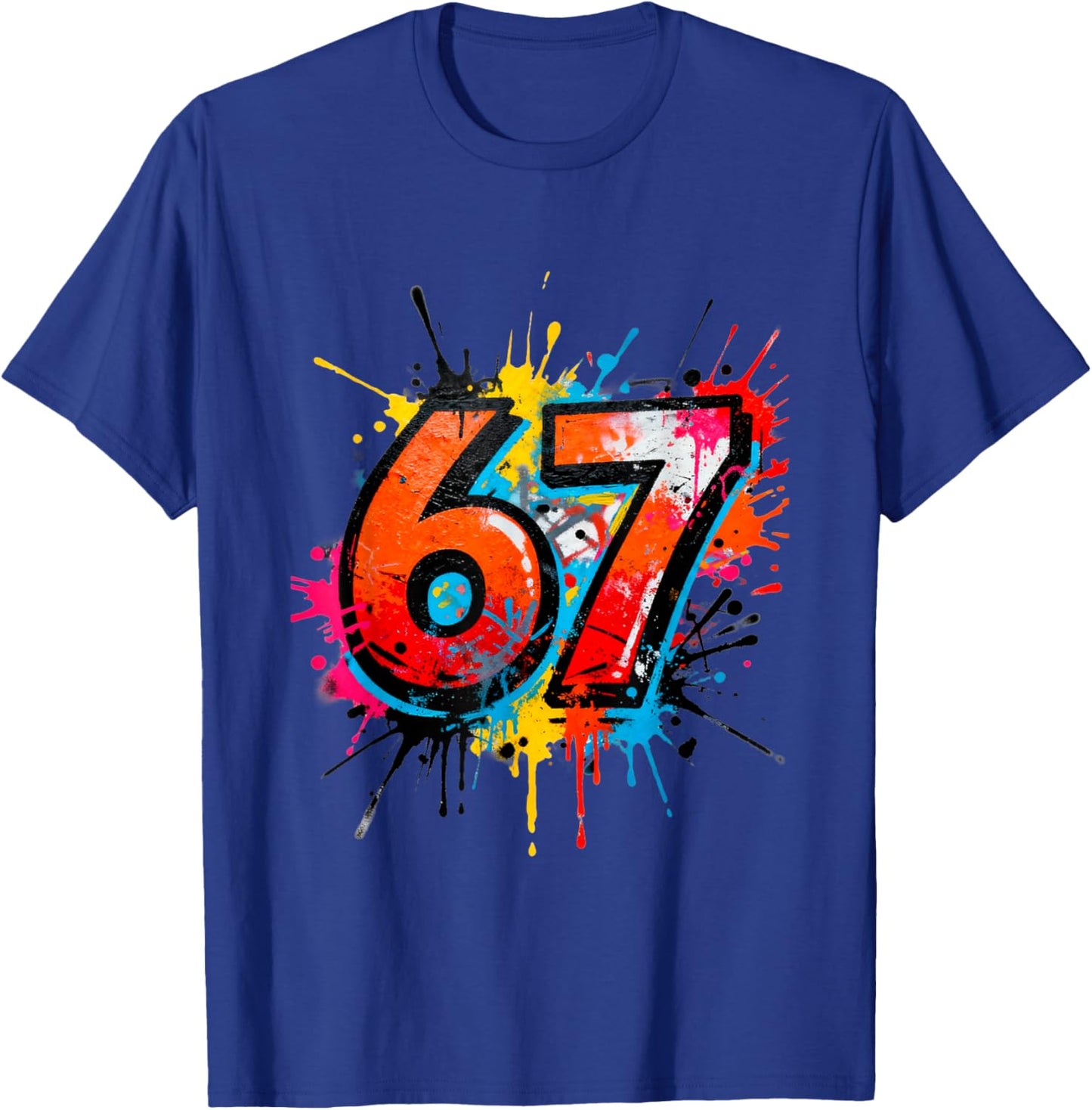 67 Drip Graffiti Meme – Splatter Cartoon 6 7 T-Shirt - T-Shirt | Royal