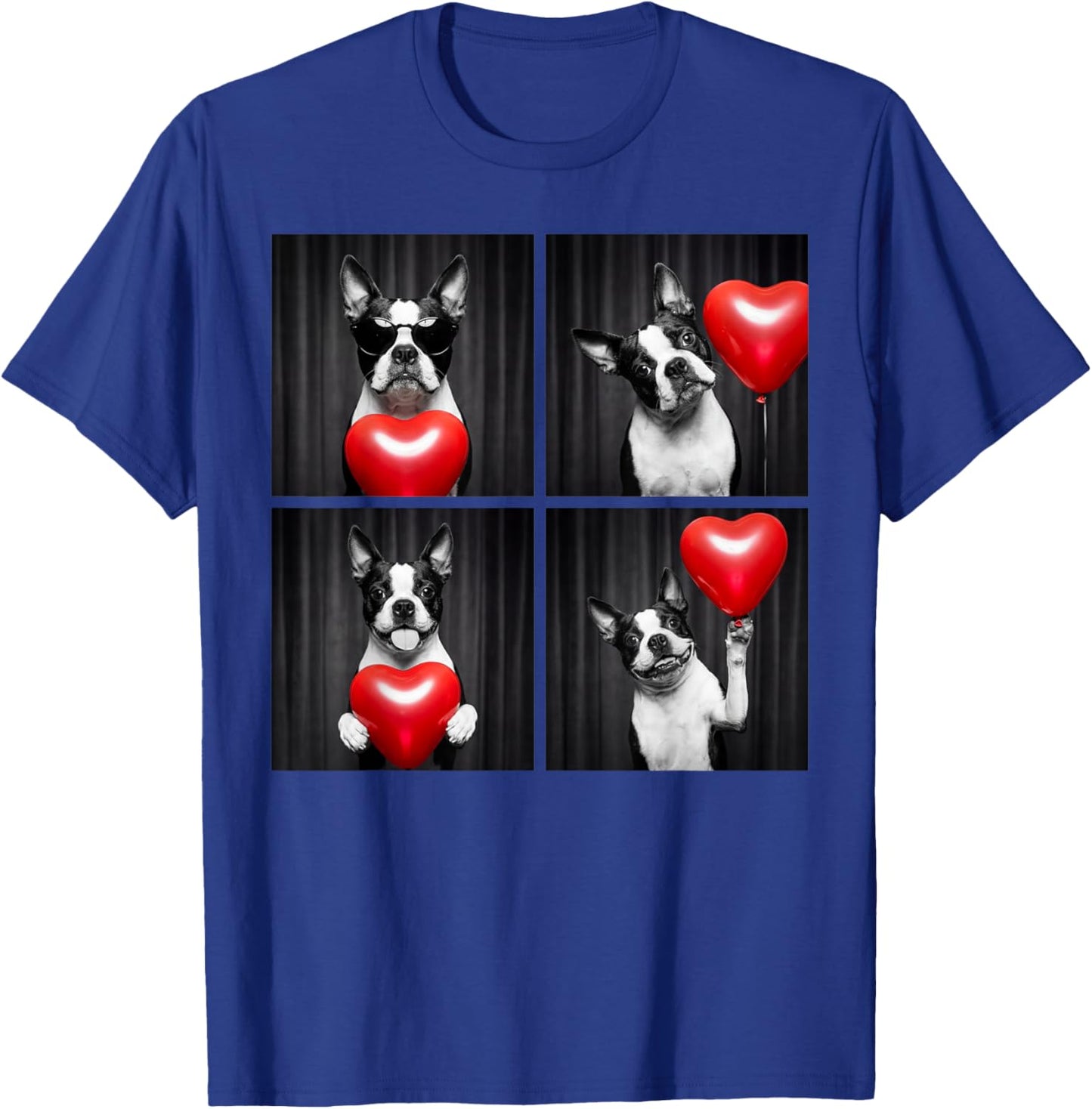 Funny Boston Terrier Photobooth Dog Lover Design Valentines T-Shirt - T-Shirt | Royal