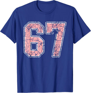 Number 67 Numbered Uniform Sports Jersey Team 67th Birthday T-Shirt - T-Shirt | Royal