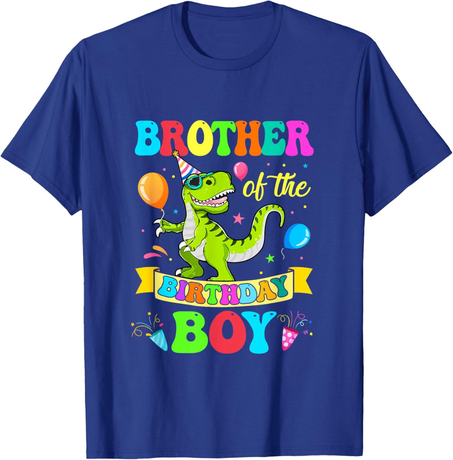Brother of The Birthday Boy T-Rex Dinosaur Birthday T-Shirt - T-Shirt | Royal