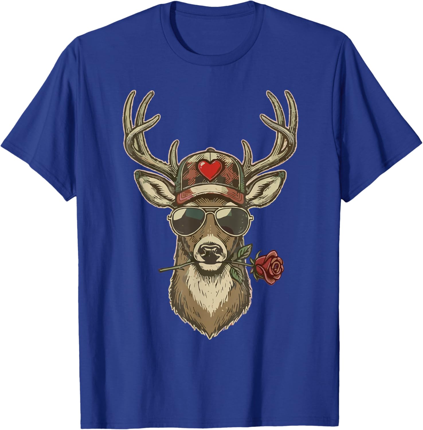 XOXO Valentine Buck Camo Deer Retro Hunting Boys Cap Men T-Shirt - T-Shirt | Royal