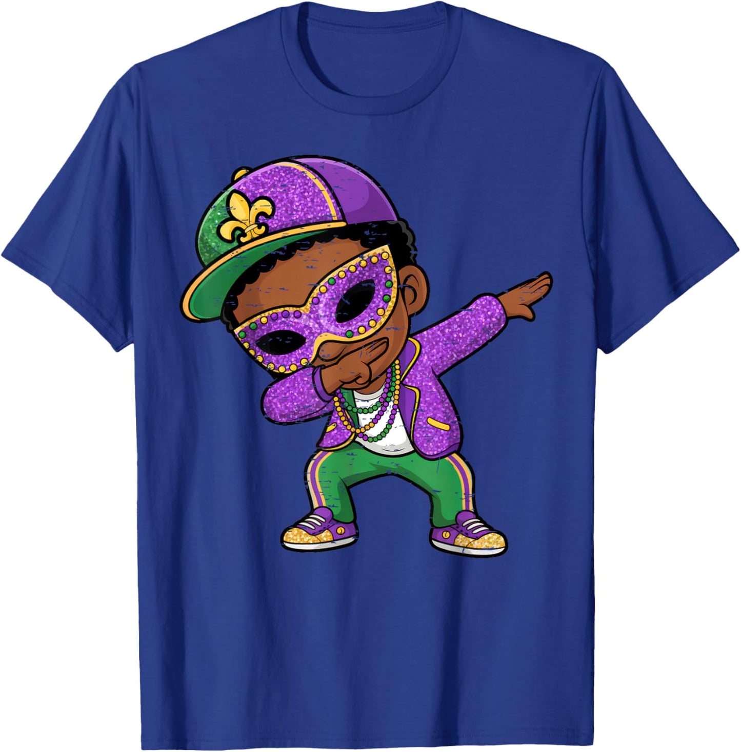 Mardi Gras Dabbing Black Boys Kids New Orleans Trip T-Shirt - T-Shirt | Royal