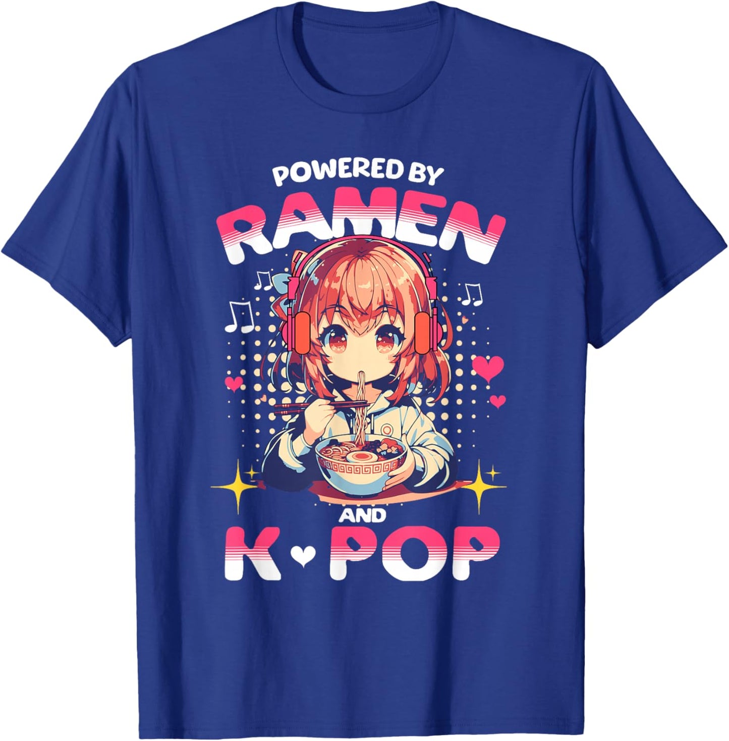 Powered by Ramen and K Pop Funny Anime Korean Music Manga T-Shirt - T-Shirt | Royal