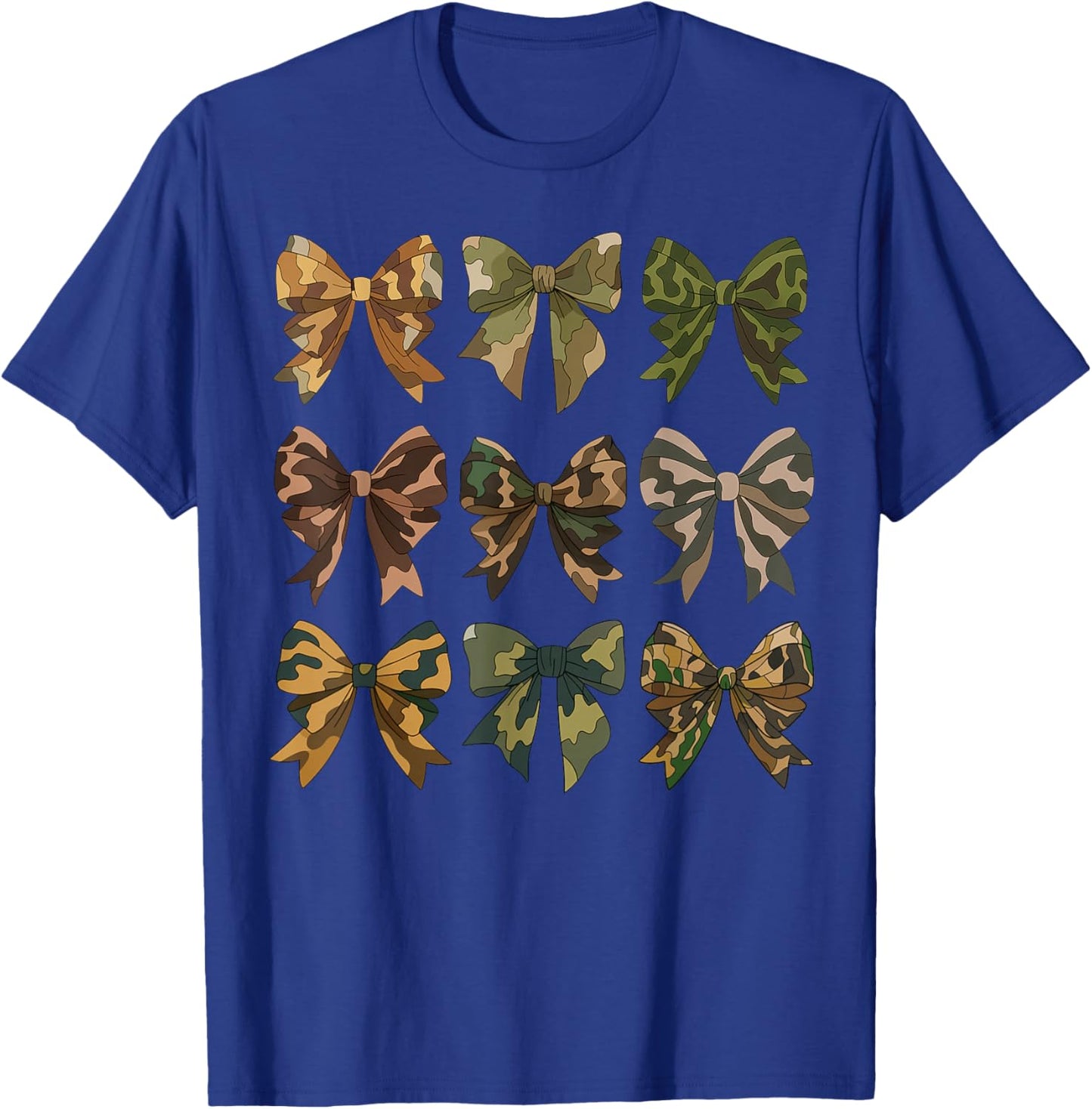 Camouflage Old Camo Bow Camo Coquette Bow Hunting Women Girl T-Shirt - T-Shirt | Royal