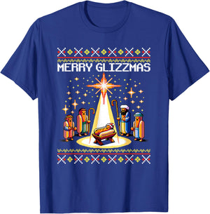 Merry Glizzmas Tacky Funny Merry Christmas Hotdogs T-Shirt - T-Shirt | Royal