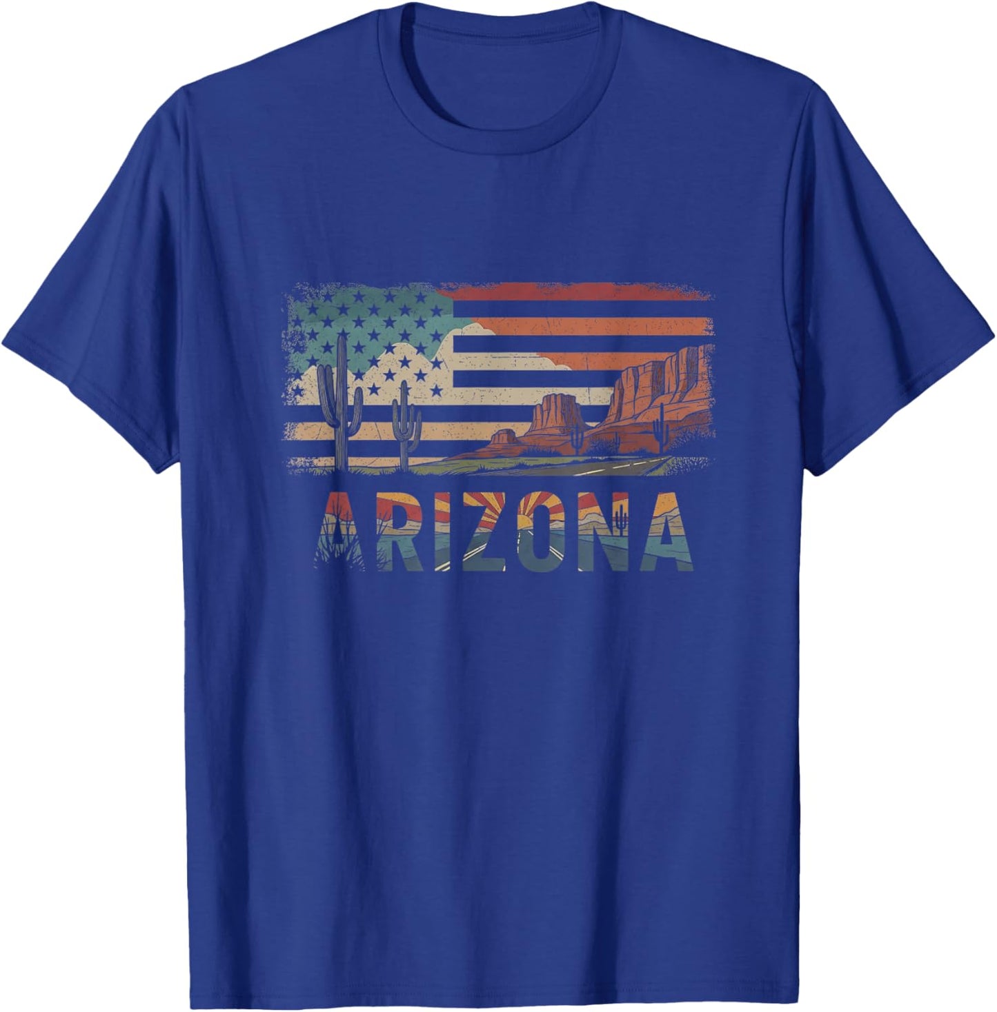 Arizona American Flag Pride Drawing Art Design T-Shirt - T-Shirt | Royal
