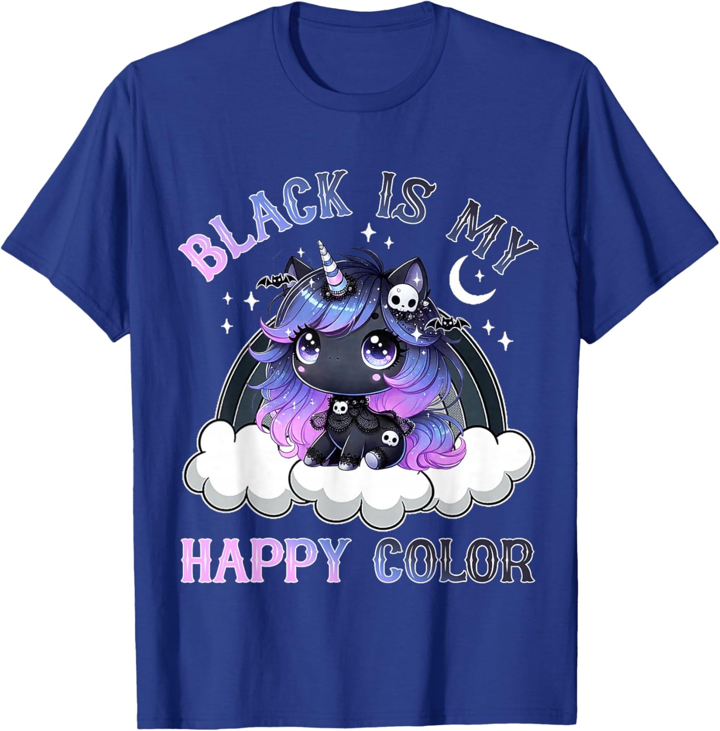 Goth Girl Black is My Happy Color Gothic Unicorn Rainbow T-Shirt - T-Shirt | Royal