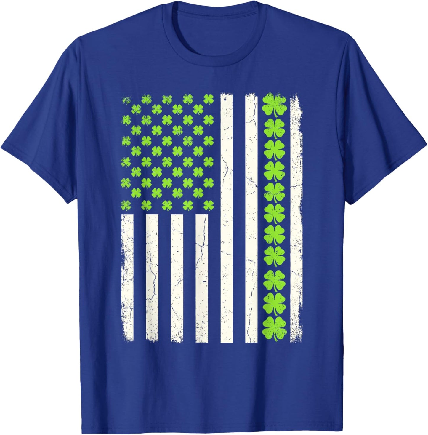 Lucky Shamrocks American Flag St Patrick's Day Men Women T-Shirt - T-Shirt | Royal
