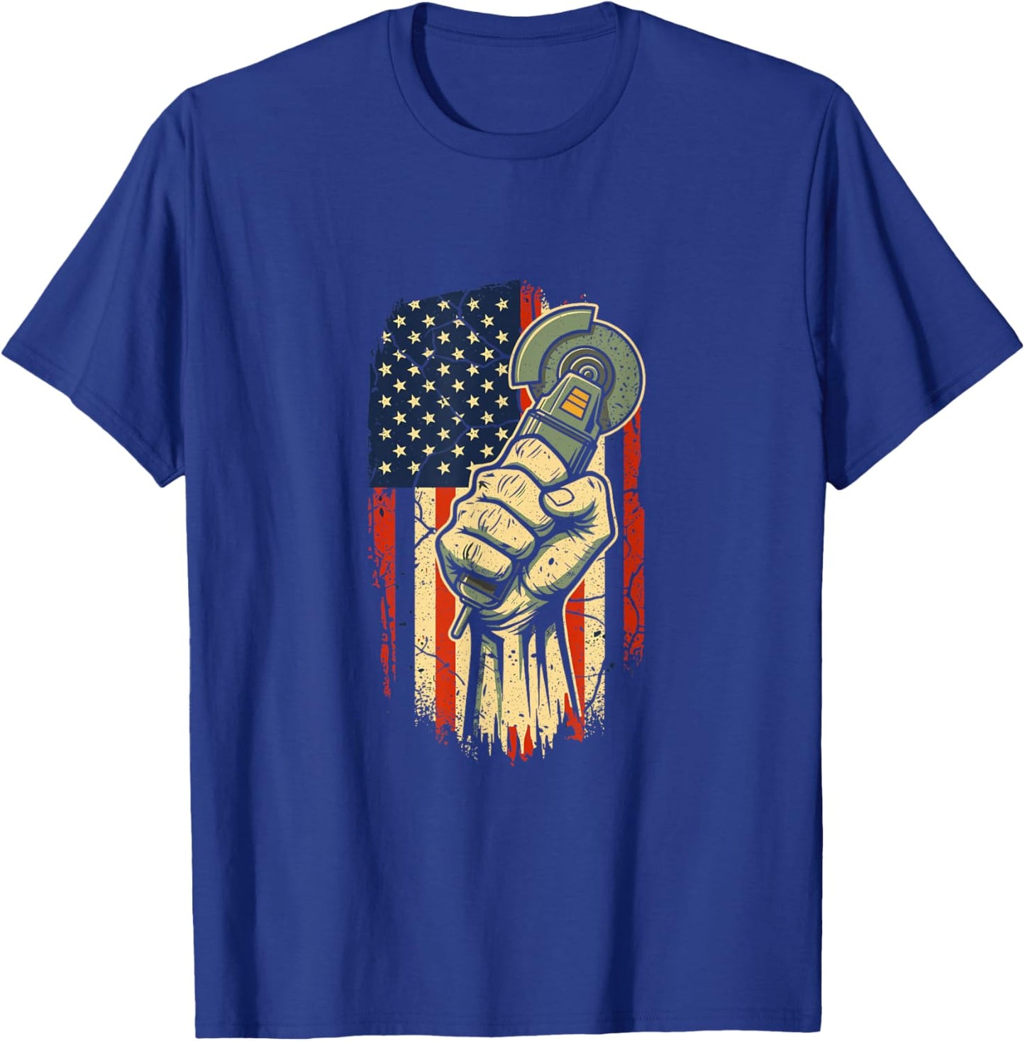 American Flag Angle Grinder American Worker Pride T-Shirt - T-Shirt | Royal