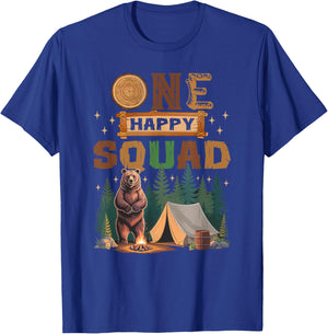 One Happy Squad Camper 1St Birthday Camping Bear T-Shirt - T-Shirt | Royal