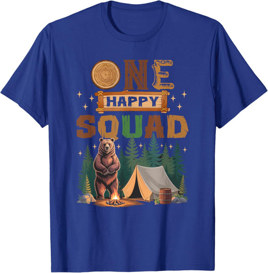 One Happy Squad Camper 1St Birthday Camping Bear T-Shirt - T-Shirt | Royal