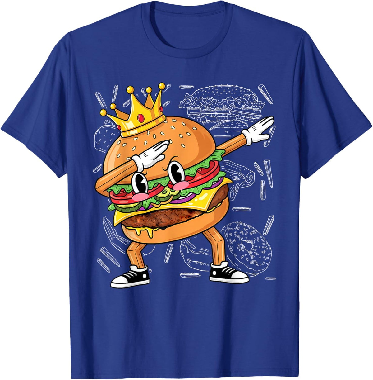 King of Burger Dab Dancing Funny Hamburger T-Shirt - T-Shirt | Royal