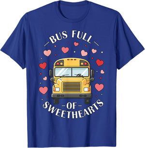 Bus Full of Sweethearts Valentine's Day School Bus Driver T-Shirt - T-Shirt | Royal