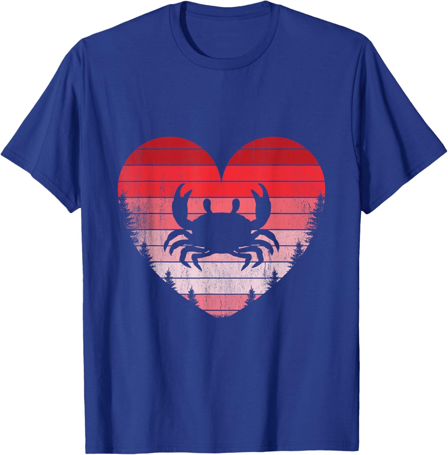 Crab Heart Love Valentines Day Vintage Retro Sunset T-Shirt - T-Shirt | Royal