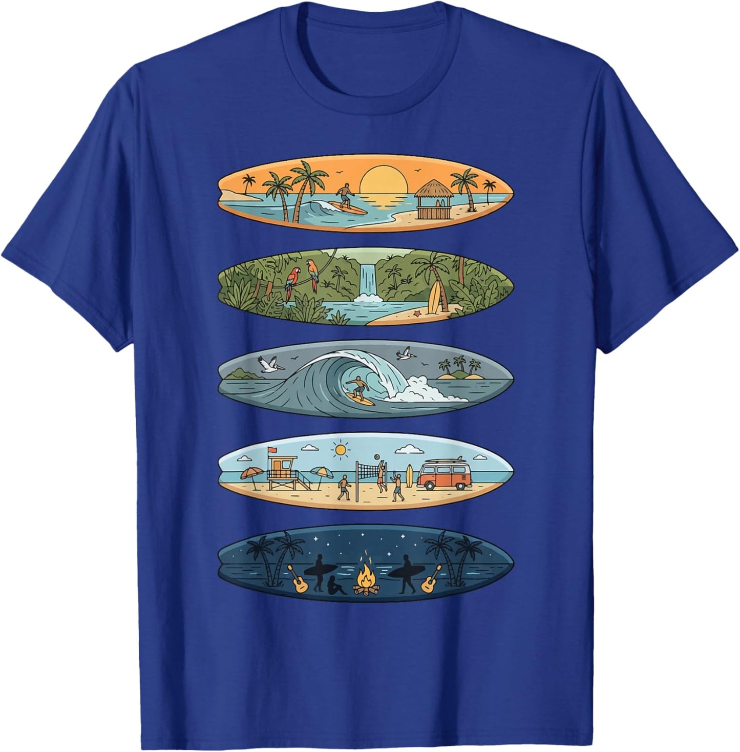 Surfboard Surfer Hawaii Surfing Wave T-Shirt - T-Shirt | Royal