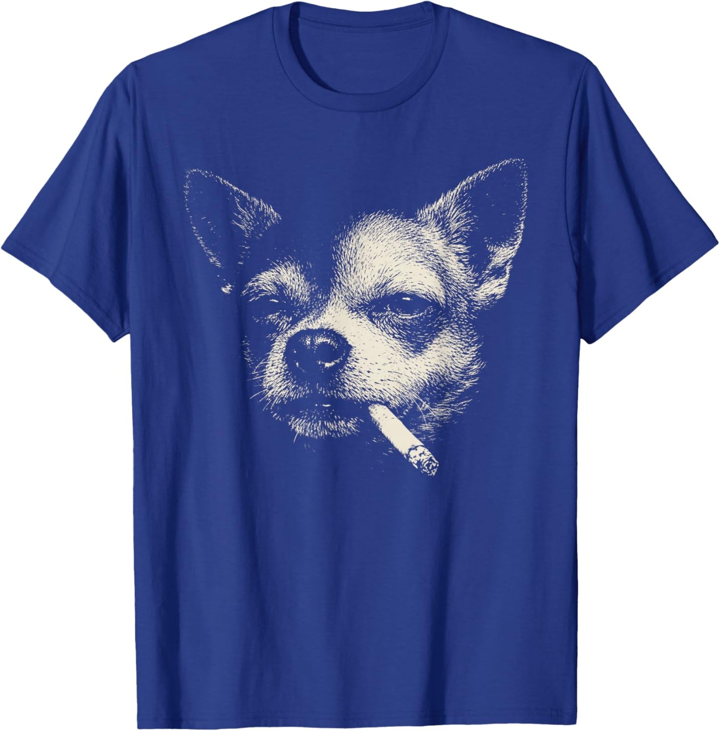 Vintage Dog Smoking Cigarette Funny Chihuahua Brainrot Meme T-Shirt - T-Shirt | Royal