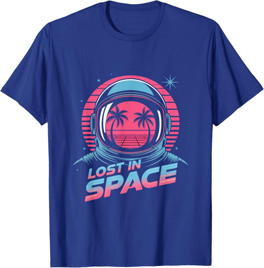 Lost in Space Retro Astronaut Synthwave Sunset T-Shirt - T-Shirt | Royal