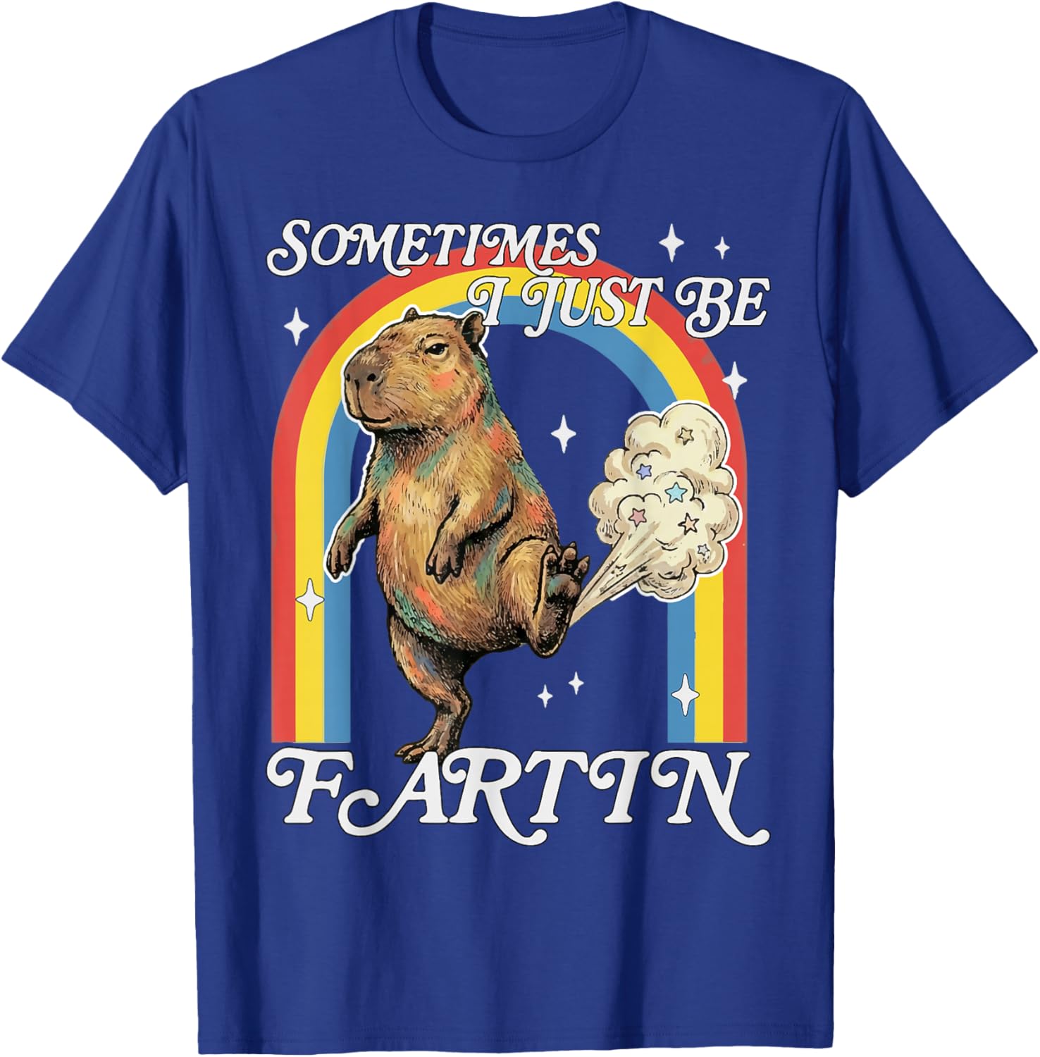 Sometimes I Just Be Fartin Capybara Funny Retro Meme T-Shirt - T-Shirt | Royal