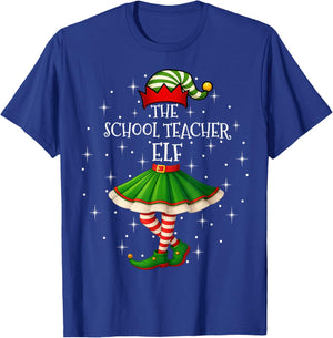 Xmas Family Women Girls Mom School Teacher Elf Christmas T-Shirt - T-Shirt | Royal