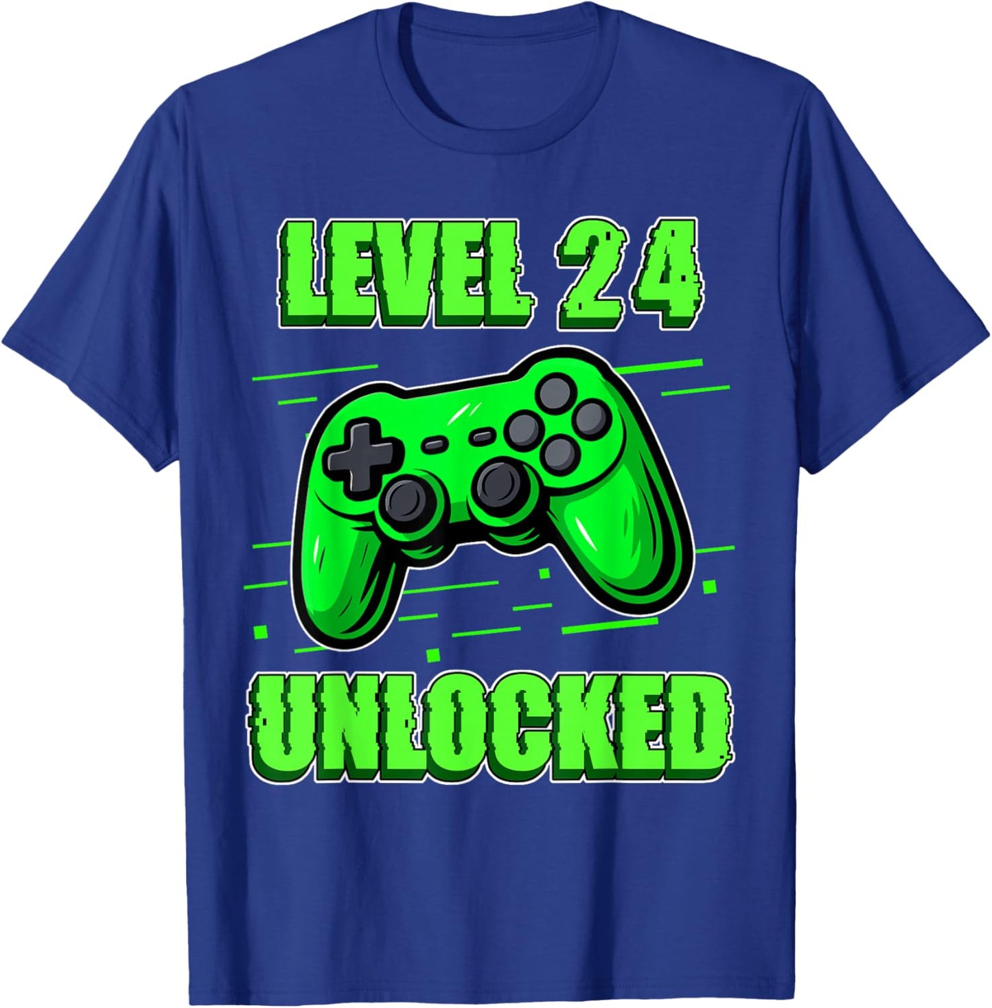 Gaming Level 24 Unlocked Video Games 24th Gamer Birthday T-Shirt - T-Shirt | Royal