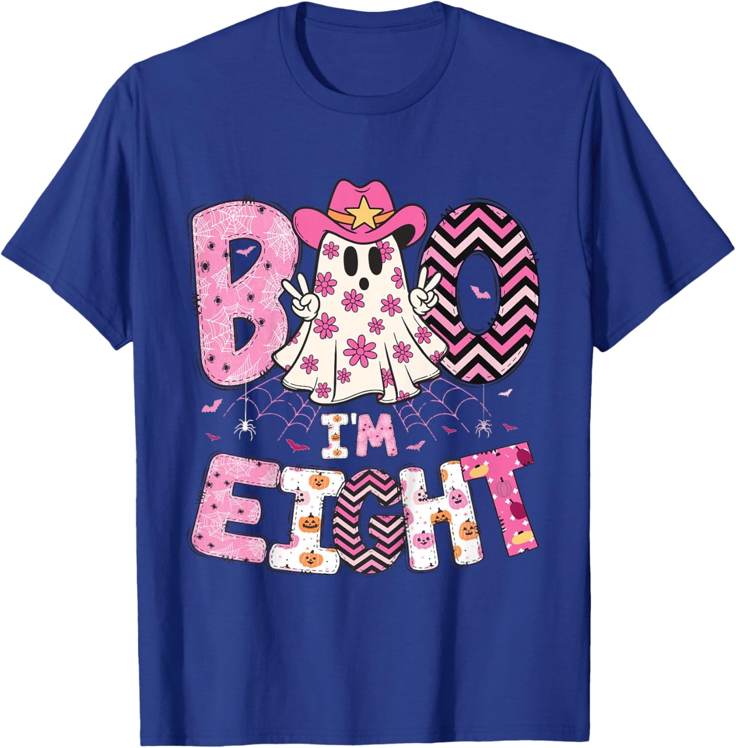 Halloween Ghost Boo I'm Eight Year 8th Birthday Eighth Girl T-Shirt - T-Shirt | Royal