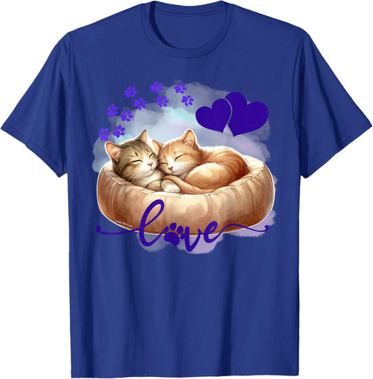 Cute Cat Love and Friendship - Valentine's Day Sweethearts T-Shirt - T-Shirt | Royal