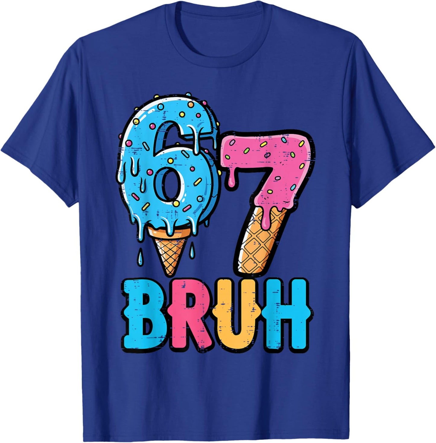 6 7 Bruh Meme Ice Cream Drip 67 Gen Alpha Kids Boys Youth T-Shirt - T-Shirt | Royal