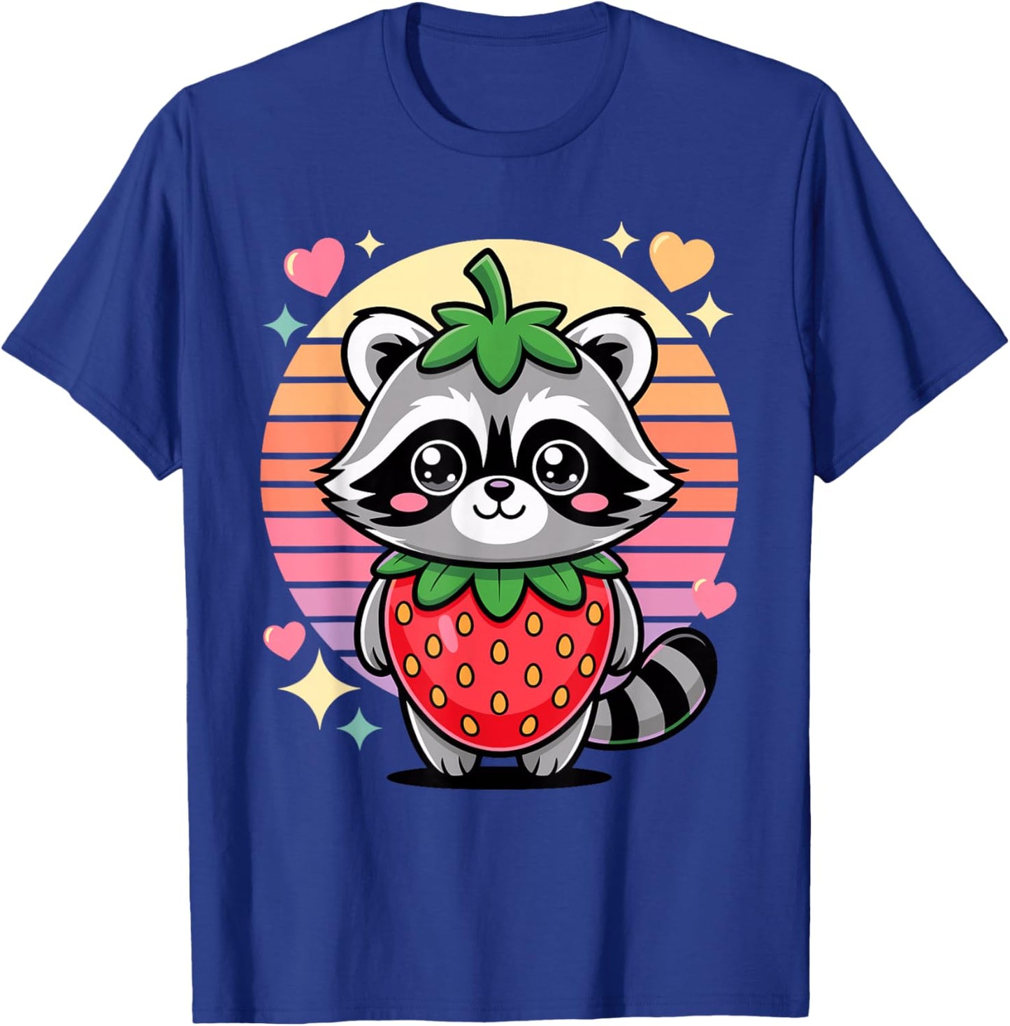Cute Kawaii Strawberry Raccoon Pastel Sunset T-Shirt - T-Shirt | Royal