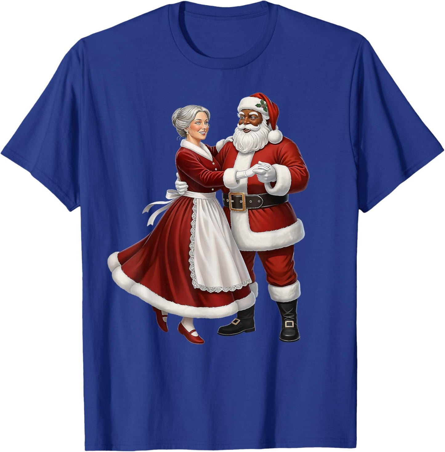 African Santa Mrs Claus Dancing African American Christmas T-Shirt - T-Shirt | Royal
