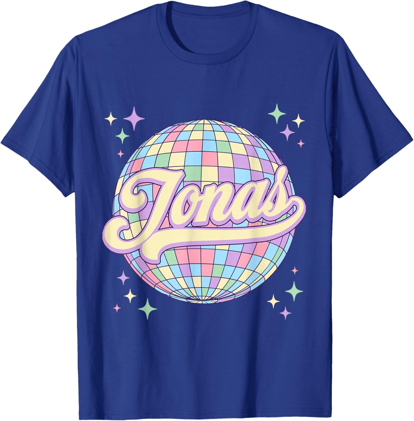 Retro Jonas First Name Personalized Disco 80s Birthday T-Shirt - T-Shirt | Royal