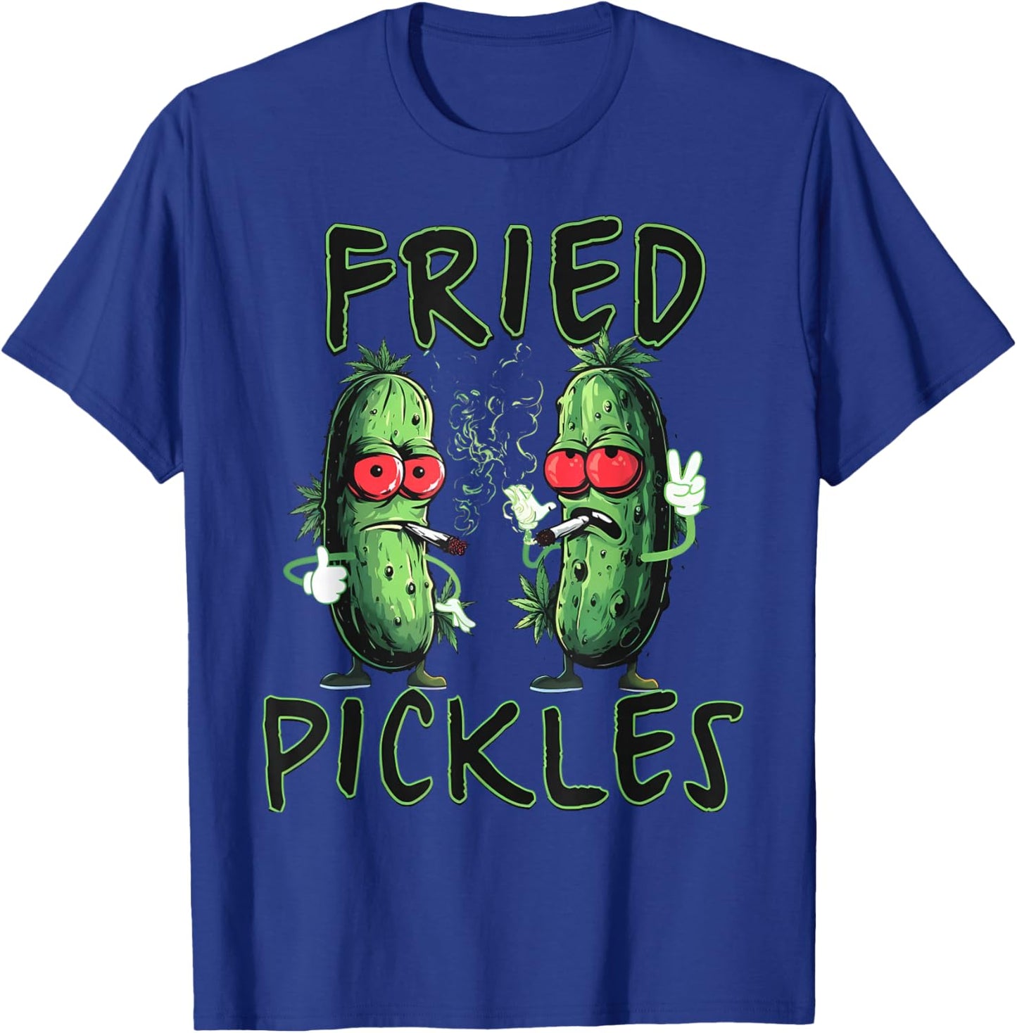 Funny Pickle Smoking Joint Weed Lover Cannabis Marijuana 420 T-Shirt - T-Shirt | Royal