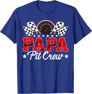 Race Car Birthday Party Matching Family Papa Pit Crew T-Shirt - T-Shirt | Royal