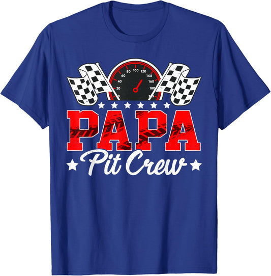 Race Car Birthday Party Matching Family Papa Pit Crew T-Shirt - T-Shirt | Royal