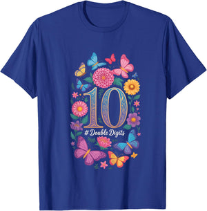 Double Digits Birthday Girl 10 Year Old 10th Birthday T-Shirt - T-Shirt | Royal