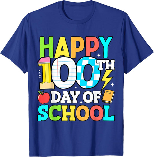 Happy 100 Days of School Teacher 100th Day of School Kids T-Shirt - T-Shirt | Royal