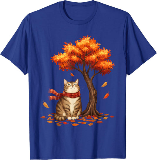 Cute Cat Leaf Thanksgiving Fall Autumn Kitty Meow Costume T-Shirt - T-Shirt | Royal