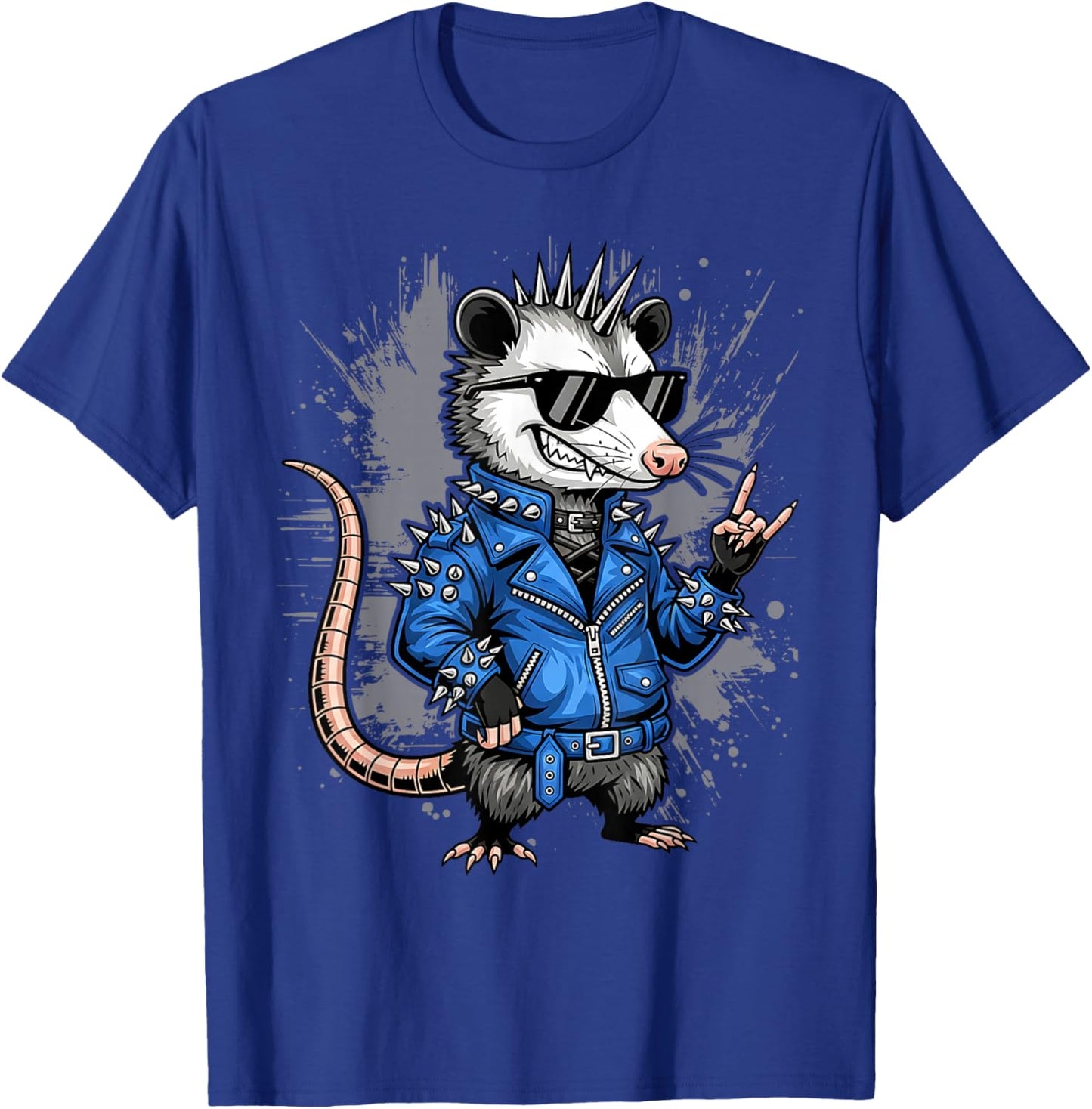Punk Rocker Possum Funny Rock and Roll Opossum Music Lover T-Shirt - T-Shirt | Royal