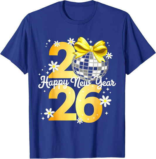 New Year's Eve Hello 2026 Disco Ball NYE 2026 Happy New Year T-Shirt - T-Shirt | Royal
