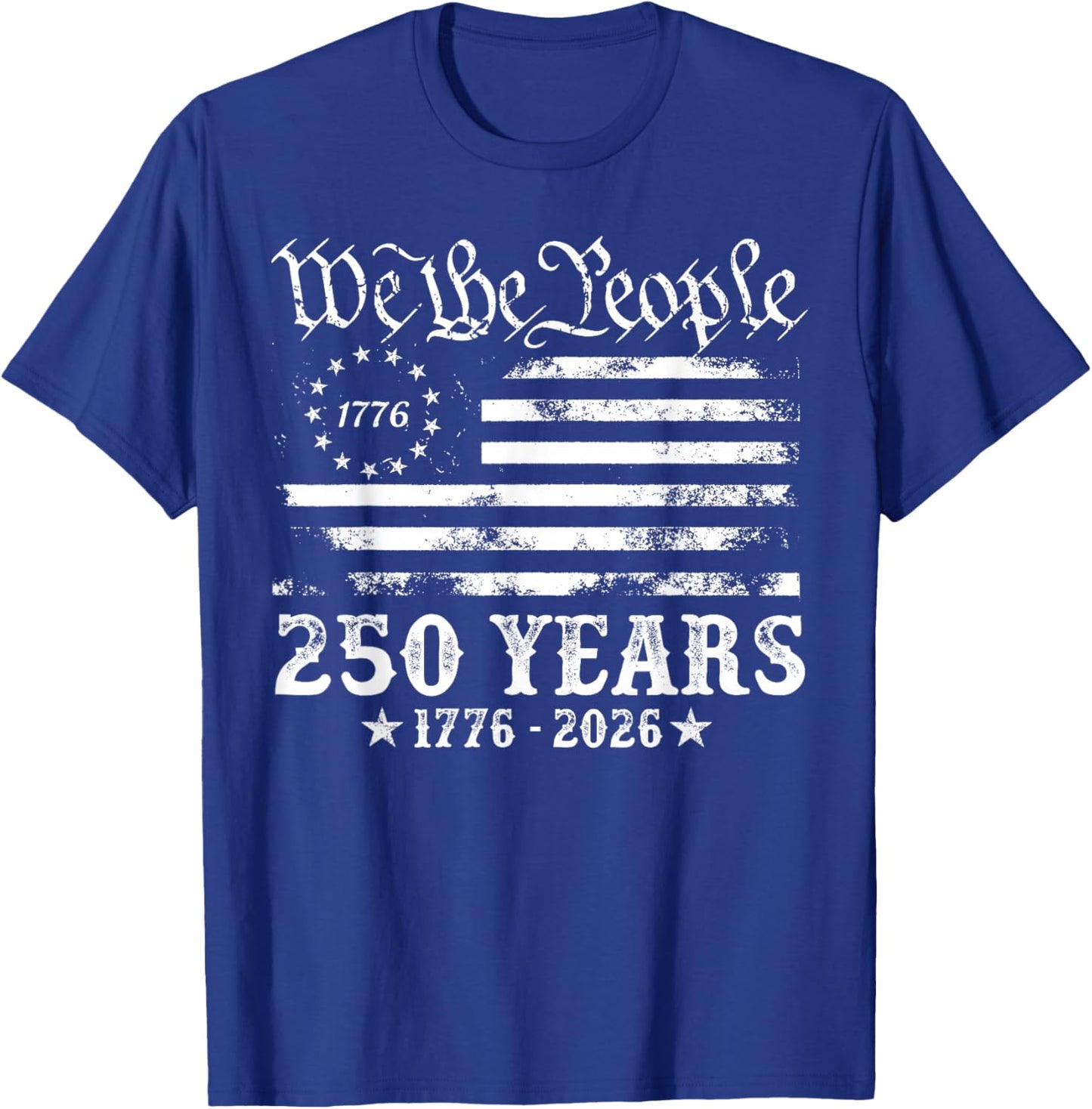 Vintage 250 Years American Flag 1776 2026 250th USA Birthday T-Shirt - T-Shirt | Royal