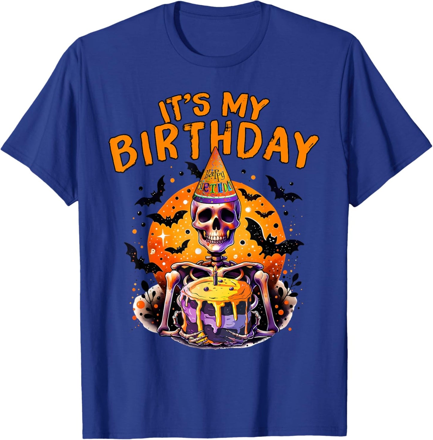 It's My Birthday Skeleton Happy Halloween Birthday Party T-Shirt - T-Shirt | Royal