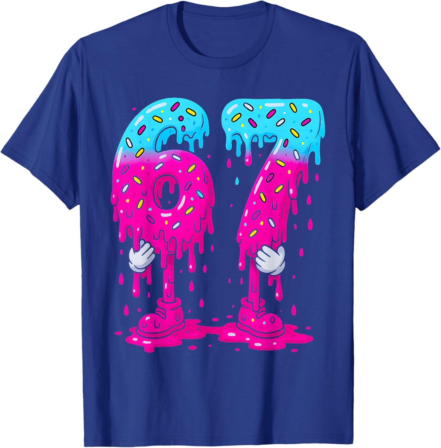 Six Seven Ice Cream Drip Sports Cool Meme 67 Funny Number T-Shirt - T-Shirt | Royal