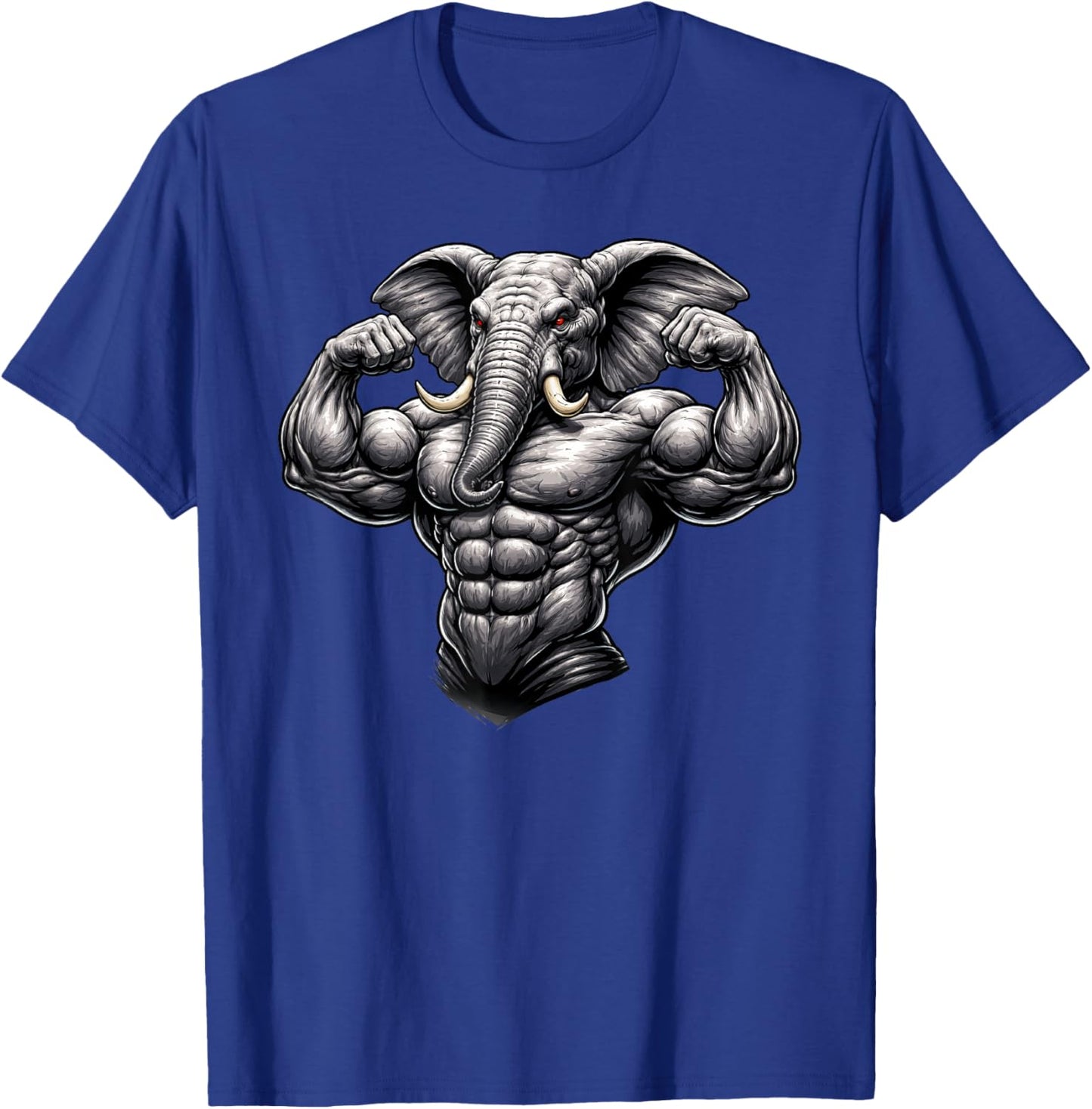 Muscular Elephant Powerlifting Weightlifting Gym Workout T-Shirt - T-Shirt | Royal