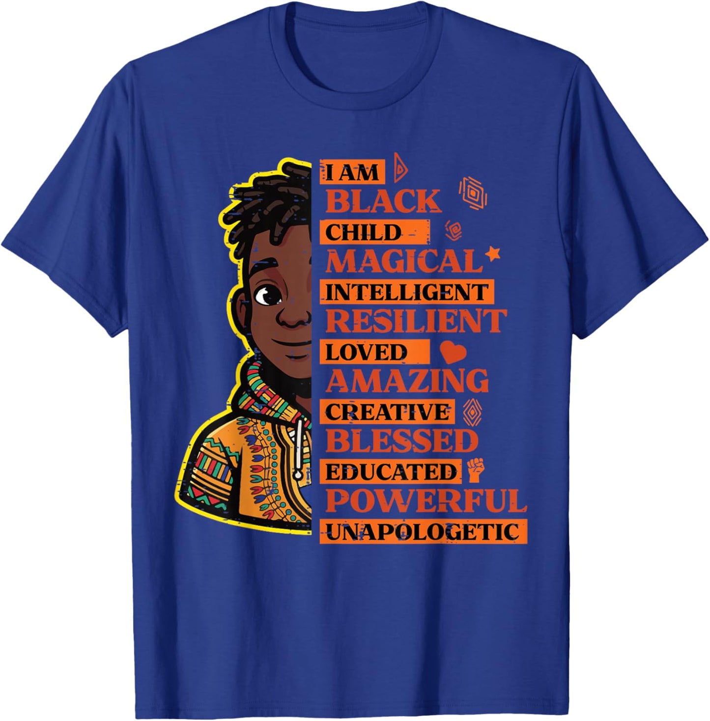 I Am Black Child Magical Intelligent History Month Boys Kids T-Shirt - T-Shirt | Royal